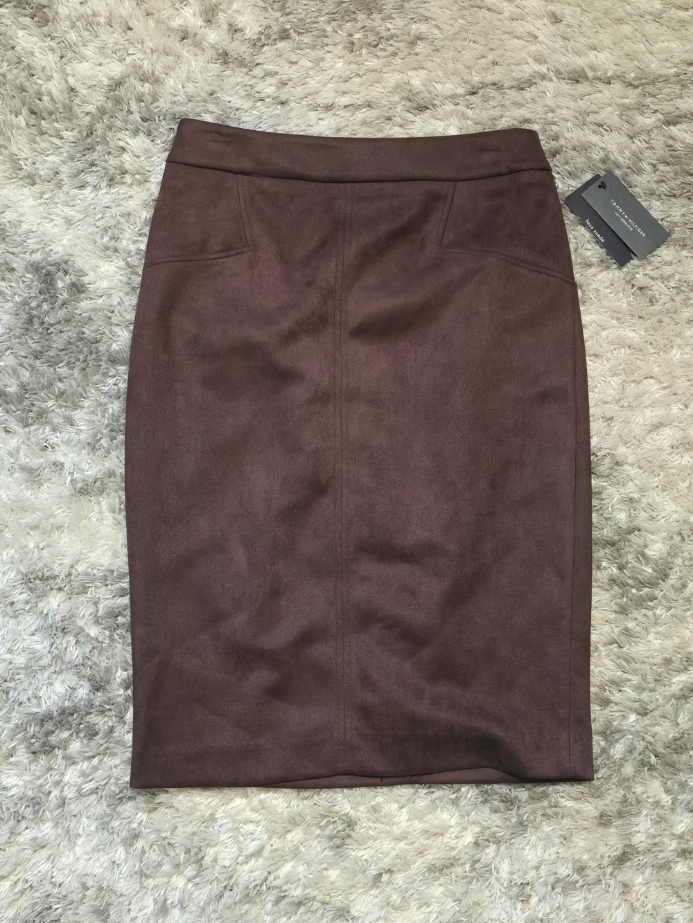 Tommy Hilfiger Women's Dark Brown Faux-Suede Pencil Skirt